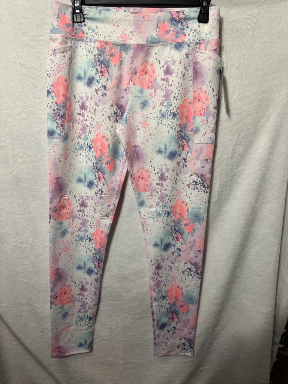 Kids Floral Splash Leggings - Pink & Purple